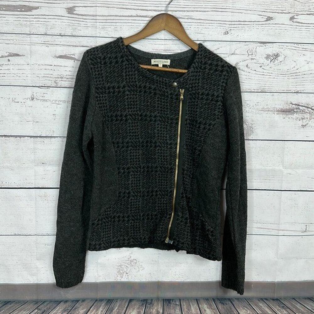 Maryline Cardigan Sweater Womens‎ Large Gray Long Sleeve Wool Blend Full Zip